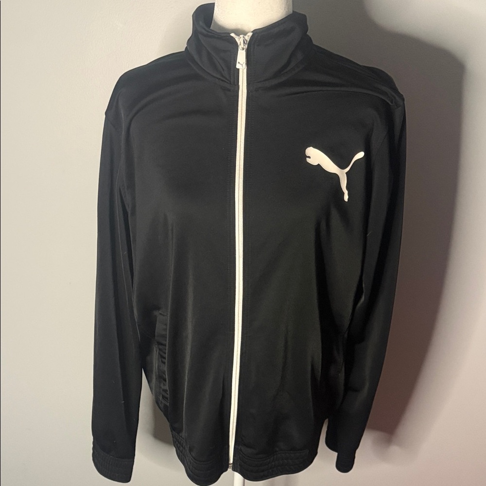 Puma Men's Black Windbreaker with White Logo